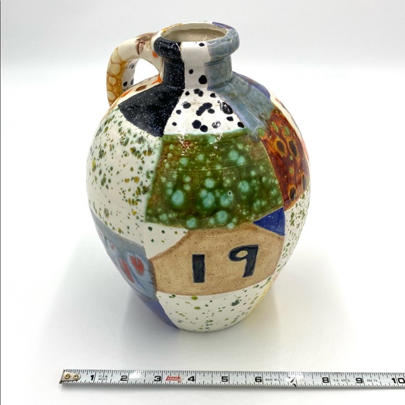 Vintage Ceramic Vase Jug 1986 multi color With Handle. - Picture 3 of 10